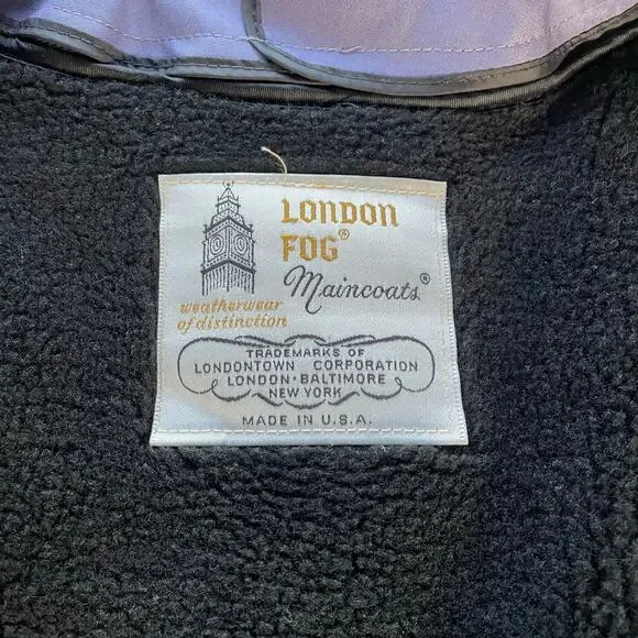 🔥Vintage 80 USA London Fog Bow Tie Neck Fleece Lined Classic Preppy Trench Coat - Picture 12 of 15